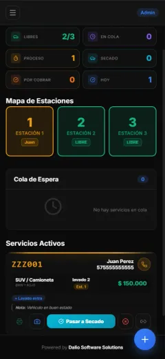 App para lavadero de carros DaliWash — sistema de gestión para autolavado en Colombia